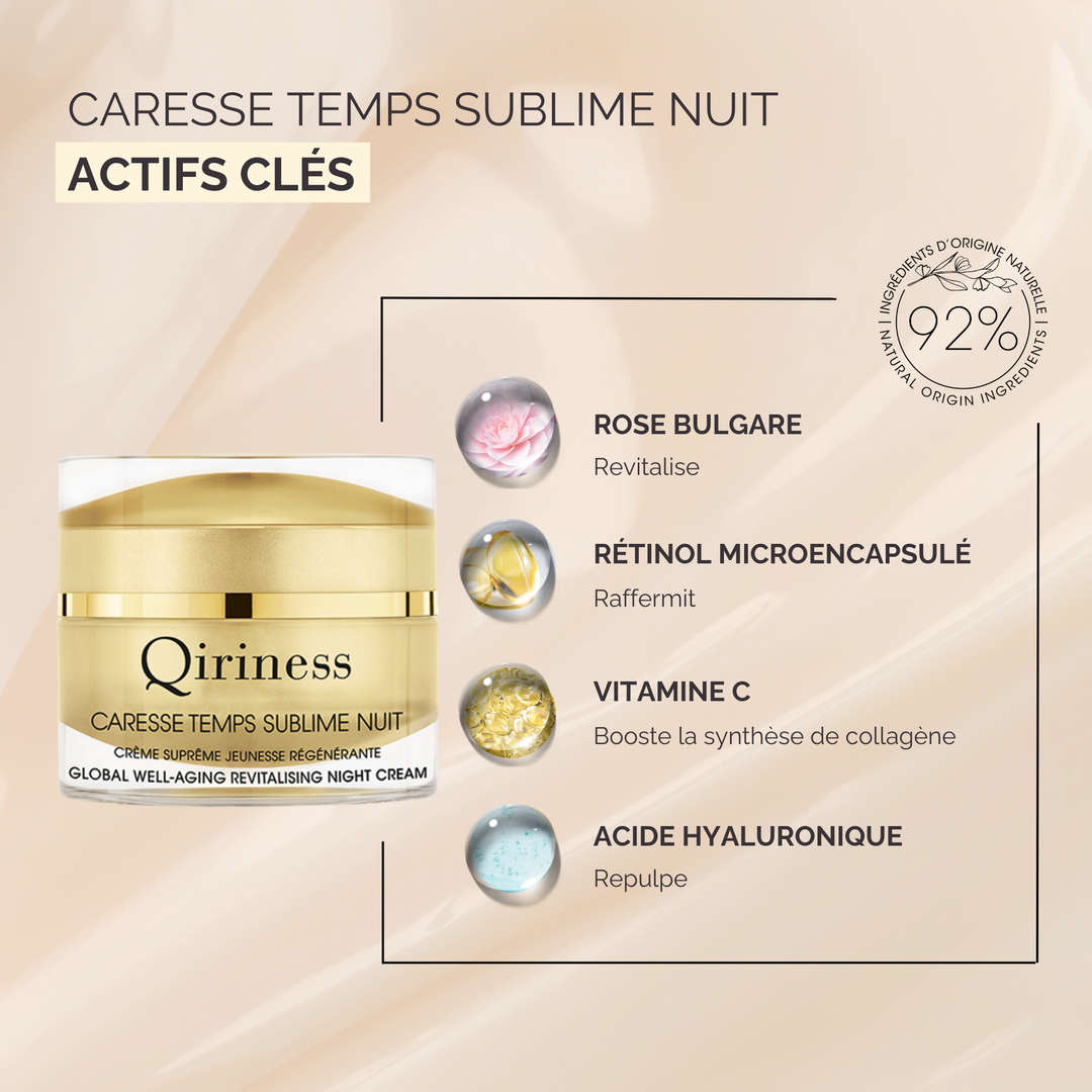 Crème Nuit Anti-Âge Régénérante Rétinol Vitamine C - Caresse Temps Sublime