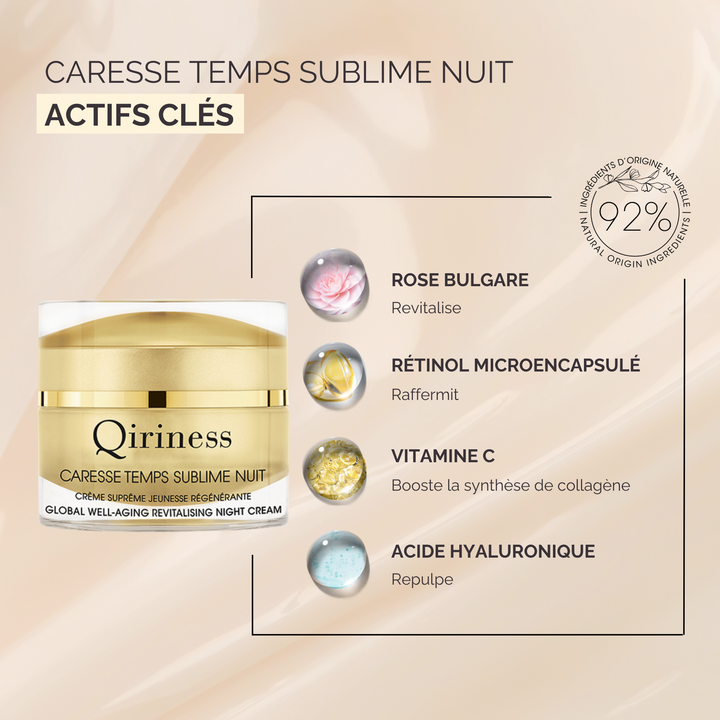 Crème Nuit Anti-Âge Régénérante Rétinol Vitamine C - Caresse Temps Sublime