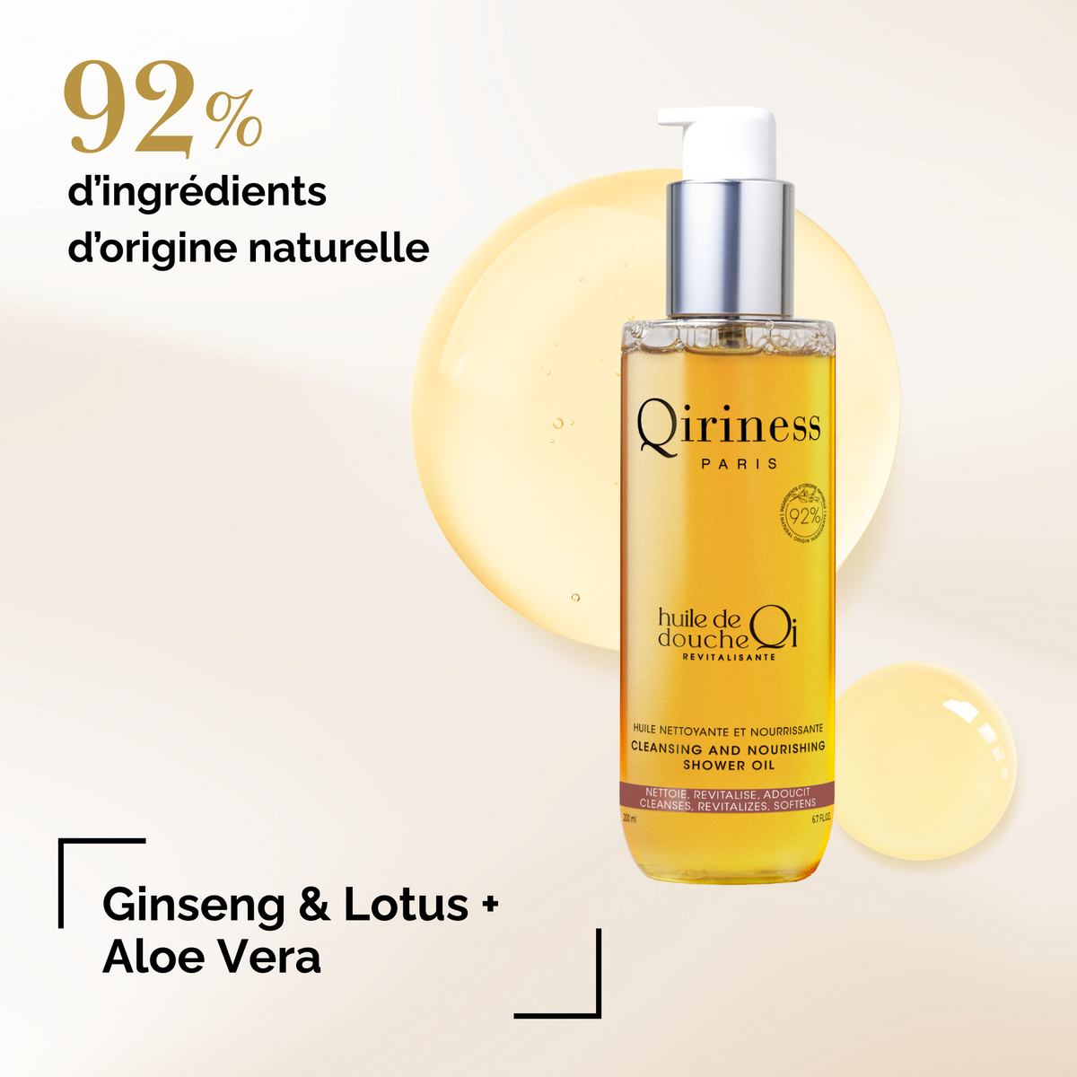 Huile de douche Qi Revitalisante et Nourrissante
